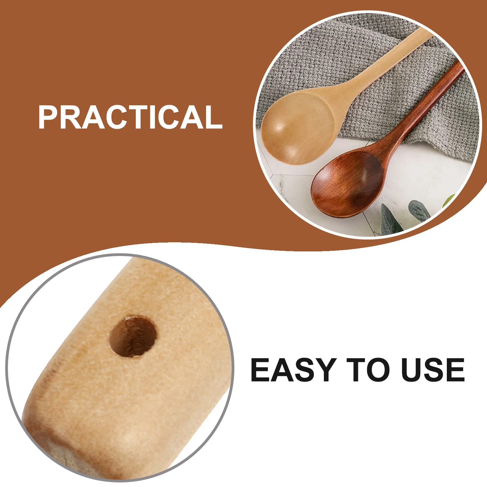 1pc Wooden Soup Spoon Long Handle Round Japanese Style Stirring Spoons For Kitchen Utensil Food Honey Mixing Spoons