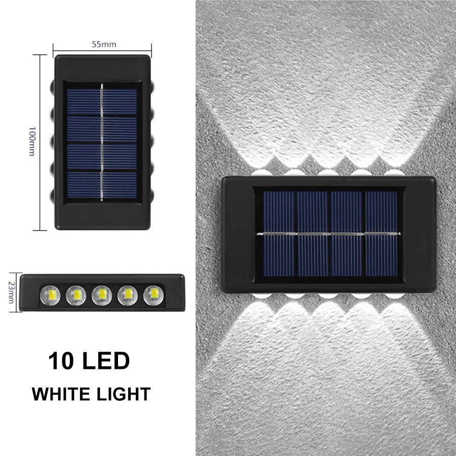 Solarne w górę i w dół Dwugłowe kinkiety o wysokiej jasności Oświetlenie ogrodowe Znak na drzwi Kinkiety Zewnętrzna wodoodporna podkładka ścienna