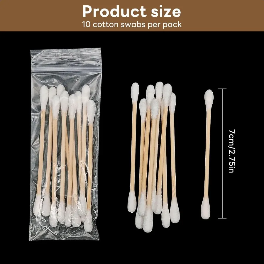 500 pezzi 50 confezioni da 10 tamponi di cotone da viaggio Tamponi di cotone confezionati singolarmente per orecchie Tamponi per orecchie a doppia punta Orecchio a punta rotonda