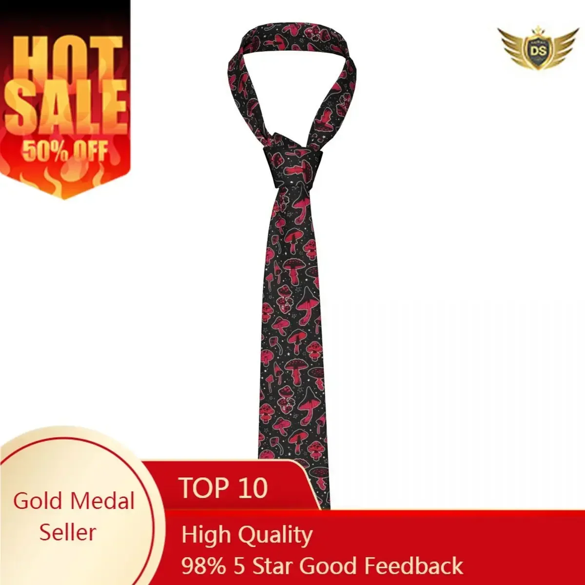 Tie For Men Formal Skinny Neckties Classic Men's Red Fly Agarics Mushroom Wedding Tie Gentleman Narrow