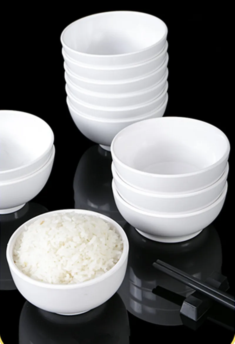 White Melamine Bowls Restaurant Small Rice Soup Sauce Bowl Dinner Dish Hot Pot Seasoning Container Anti-fall kitchen Tableware