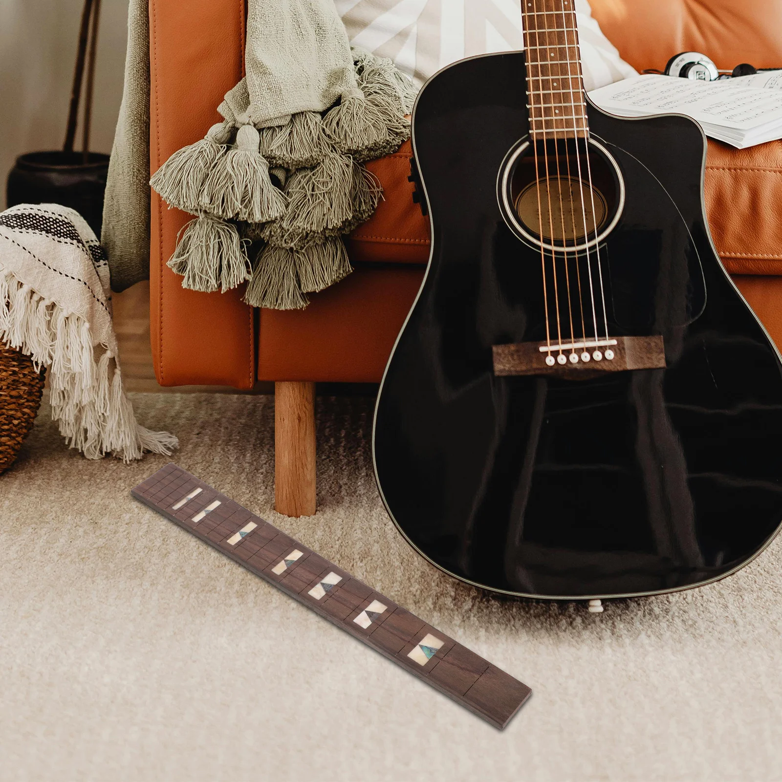 

Rosewood Guitar Fingerboard Shell Surround Durable Solid Structure Fit 41 Inch 20 Fret Acoustic Guitar Replacement Neck