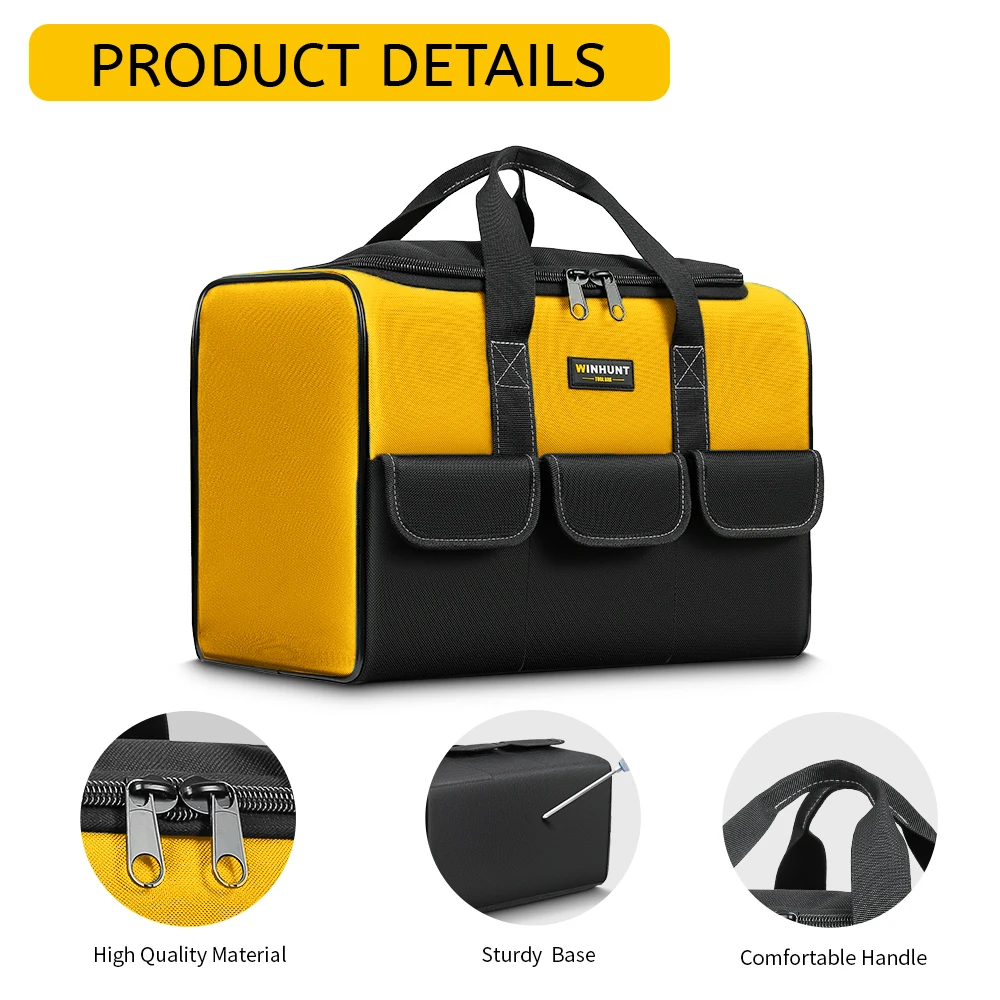 حقيبة أدوات مقاس 17 بوصة، حقيبة أدوات كبيرة مع 6 جيوب خارجية، حقيبة أدوات كهربائي لعشاق الأعمال اليدوية والحرفيين