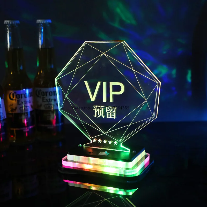 

Bar luminous reserved desk card nightclub card seat reserved card LED reserved seat acrylic rhombus VIP reservation desk card