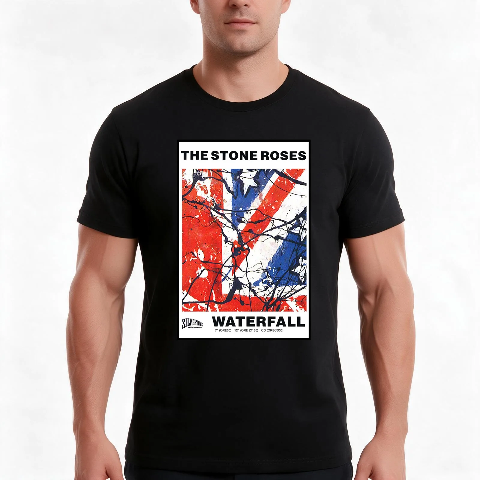 Waterfall T-Shirt, Summer Casual Cotton Tee, Oversized Streetwear Tops, Vintage Graphic Print, Loose Fit Short Sleeve