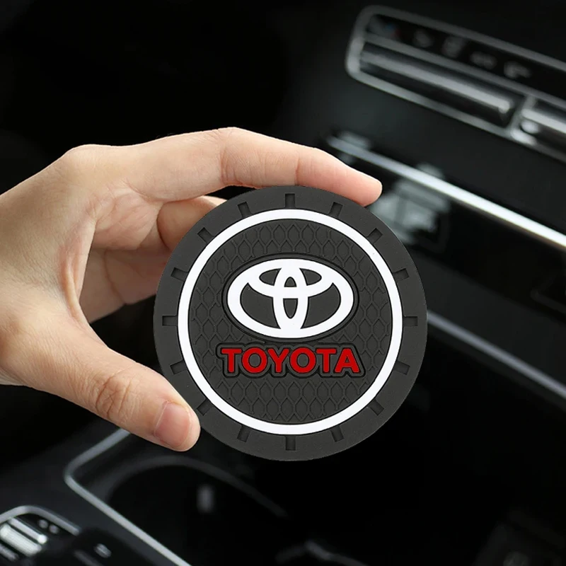 Toyota 2 Pcs Car Coaster Silicone Water Cup Mat Anti Slip Decorative Accessories For Hilux Aygo Yaris Ractis Corolla Camry Auris