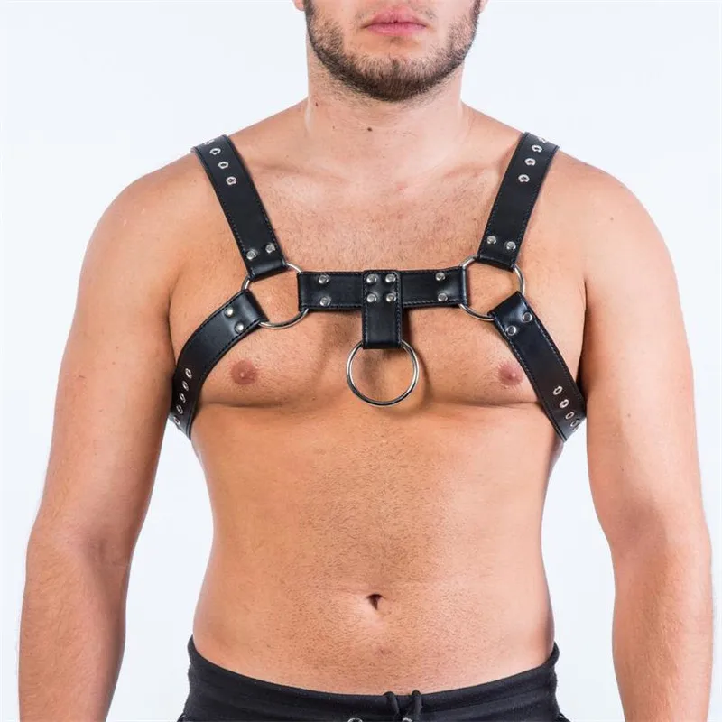 Sexy Cosplay Tops Straps for Sexual Man BDSM Harness PU Leather Fetish Gay Lingerie Erotic Body Cage Chest Sex Costumes Clubwear