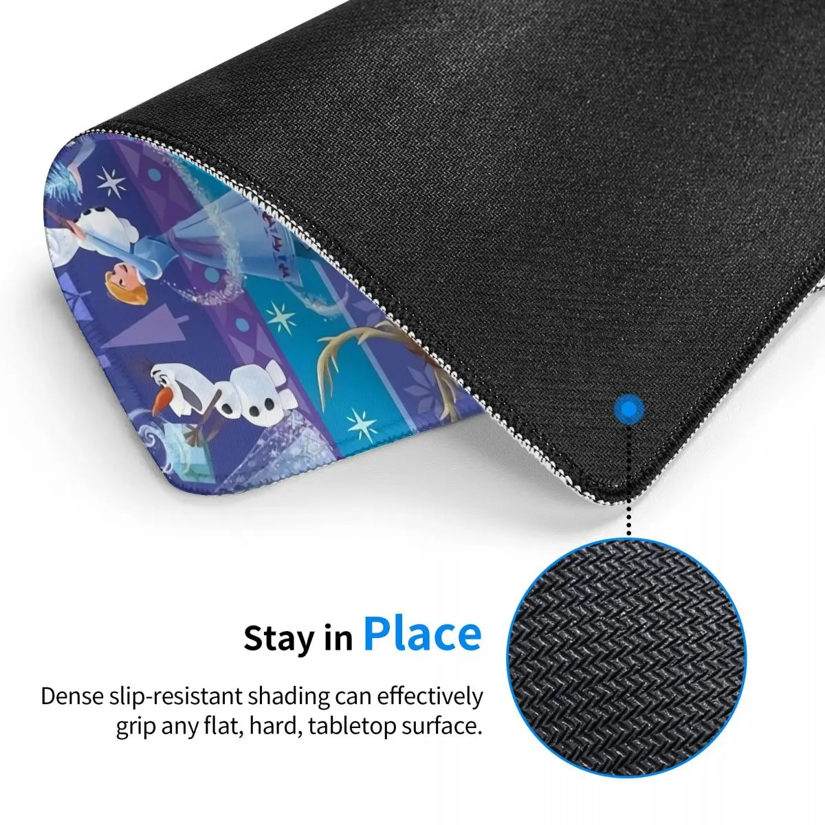 Custom Frozen Elsa Olaf Pattern PC Desk Mouse Pad Waterproof Mousepad with Stitched Edges Non-Slip Rubber Mouse Mat for Gamer