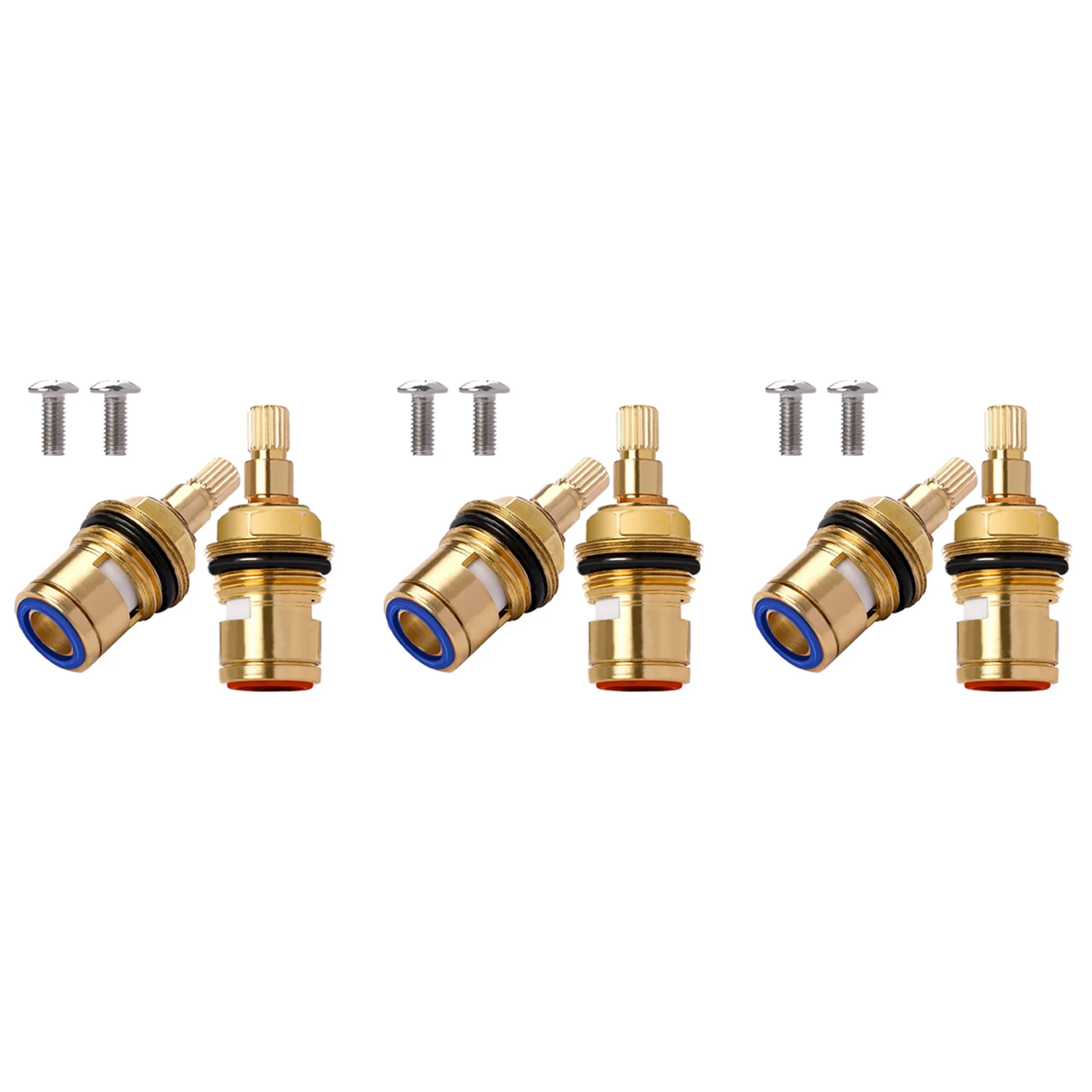 6PCS Brass Stem Disc Cartridge Faucet Valve Cartridge Replacement Faucet Repair Replacement Parts-A68E