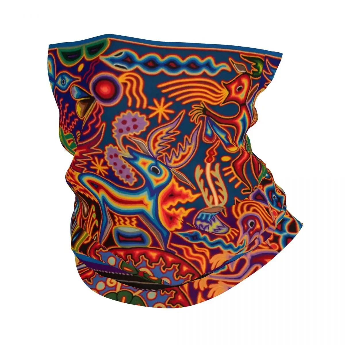 Huichol Mexican Culture Bandana Neck Cover Wrap Scarf Balaclava Cycling Unisex Adult Breathable