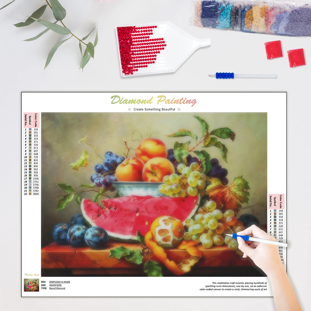 5D DIY Diamond Painting Full Round Square Landscape Grape rhinestones Diamond Embroidery Still life Mosaic Decortion