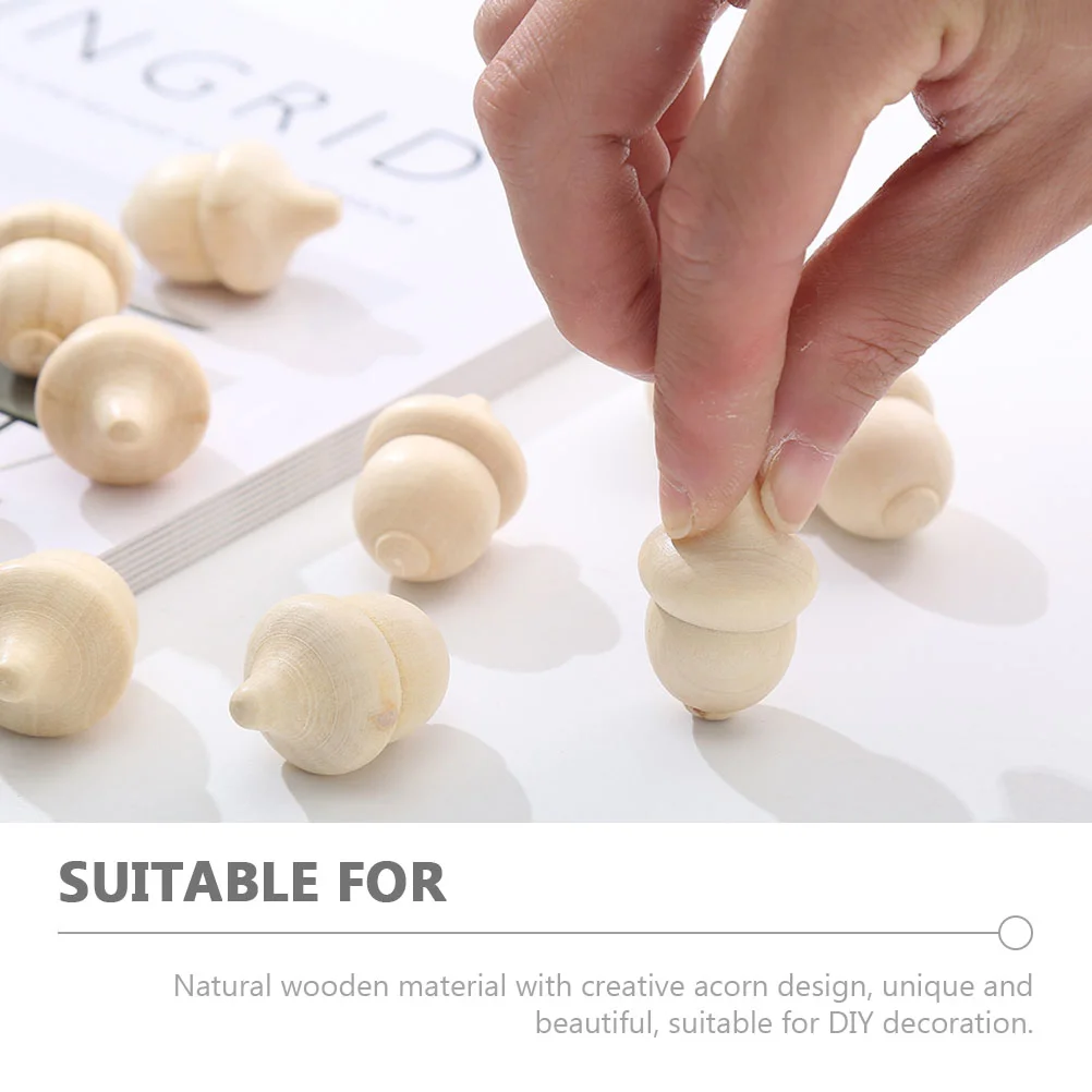 30 Pcs Woody Acorn Unfinished Playthings Mini Crafts For DIY Wooden Embellishments Model Household