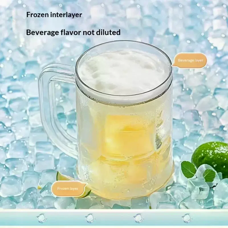 Double Wall Freezer Ice Mugs Creativity Beer Mug Liquid Freezer Refrigerator Cup Cold Chilled Drink Cups Bar Kitchen Drinkware