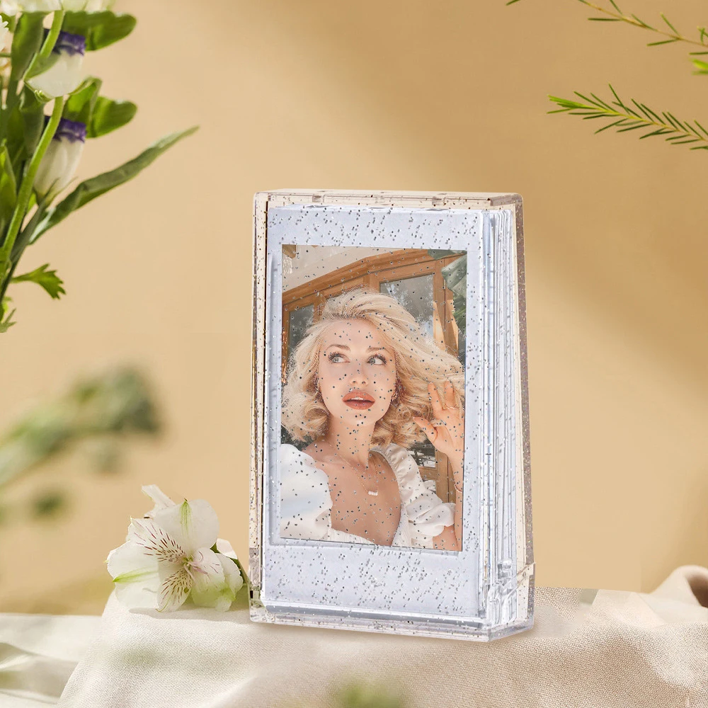 Álbum de fotos transparente com 64,80 bolsos, suporte da foto, instax mini álbum, armazenamento, recolher livro, cartão de nome, 3