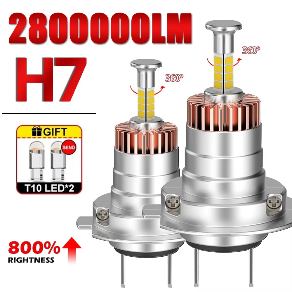 

2pcs H7 LED Lamps 3D 360 Car Headlight Bulb CANBUS 1:1 Mni Size Plug&Play Wireless LED Fog Light 6000K 3000W For Projector Lense