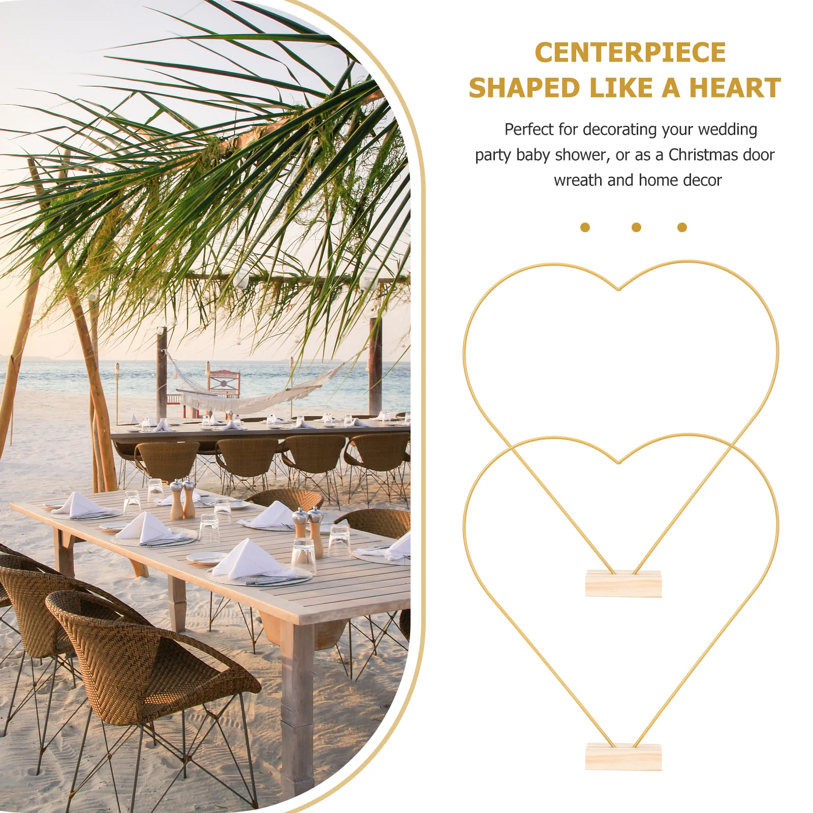 

1Set Heart Wire Wreath Frame Moon Shape Metal Hoop for DIY Crafts Floral Arrangements Home Office Wall Hanging Decorative