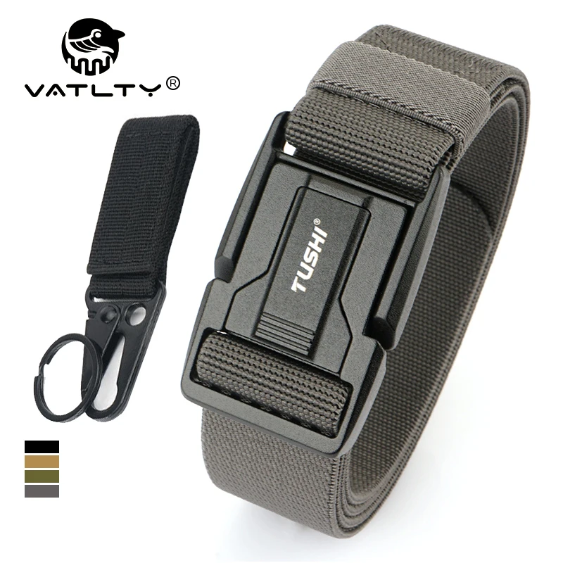 

VATLTY New Magnetic Elastic Belt for Men Aluminum Alloy Buckle Quick Release Casual Belt Tight Nylon Work Belt Male Girdle