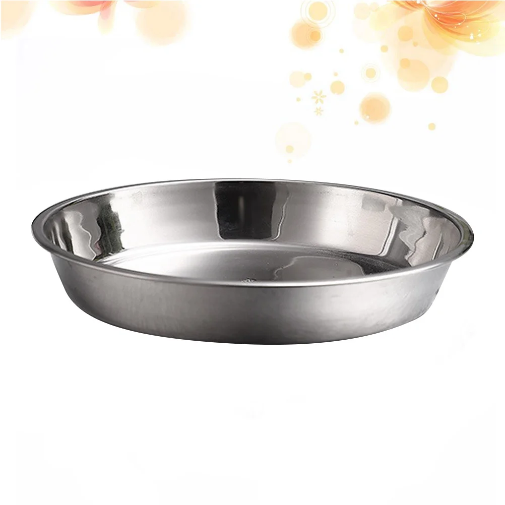 Stainless Steel Non-magnetic Flat Round Plate Portable Dish Plate Baking Pans Plate Cake Baking Pan (24CM/26CM/28CM/30CM,