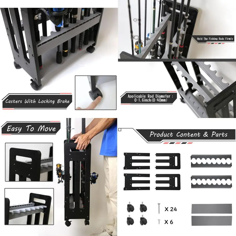 

ishing Rod Holder,ishing Pole Holders or Garage,Rod Holder or 16 Rod and Combos,Veal ishing Rod Rack loor Storage,ishing Gits or