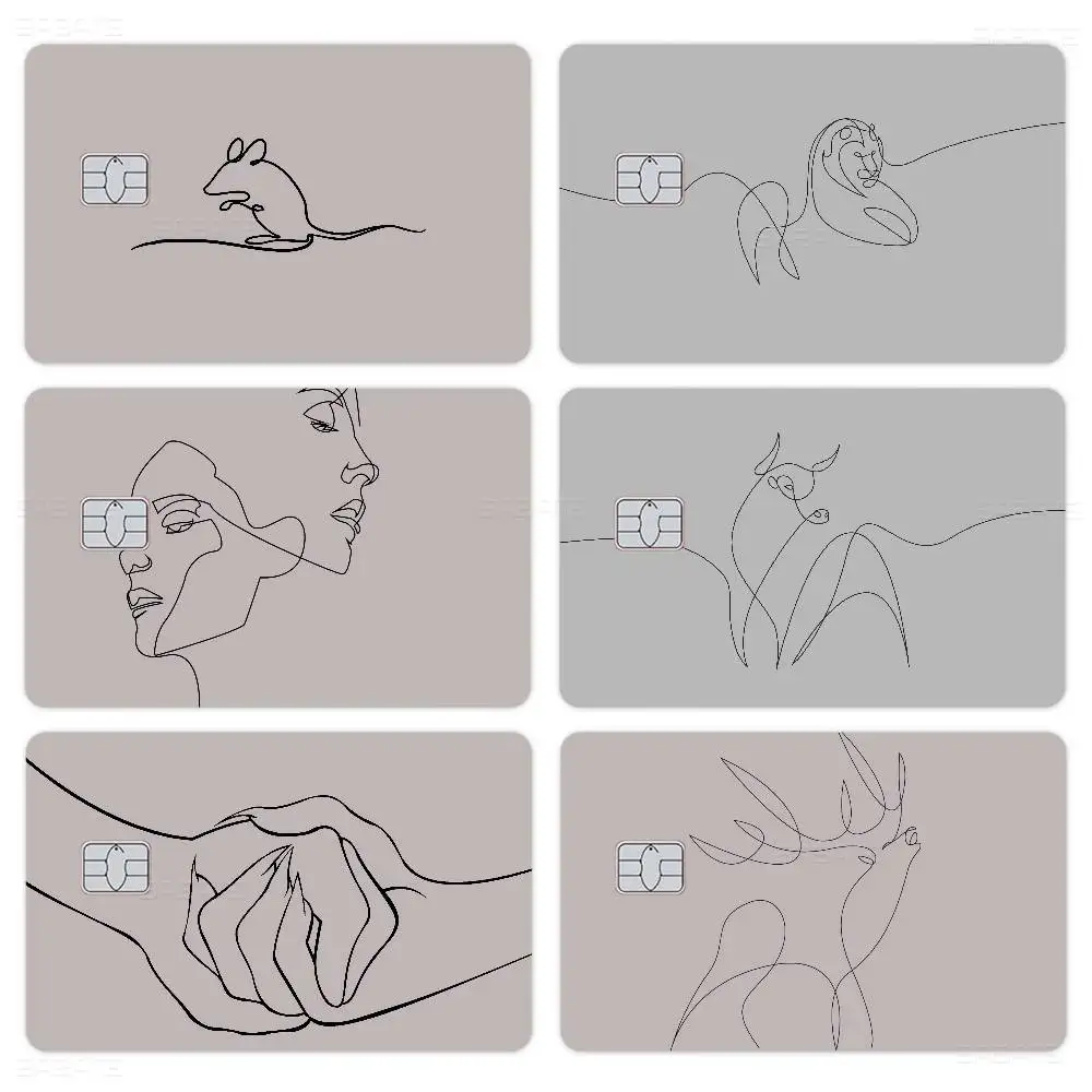Line Art Anime Young Creidt Card Debit Card Sticker Film Case Front Tape for Small Big Chip No Chip