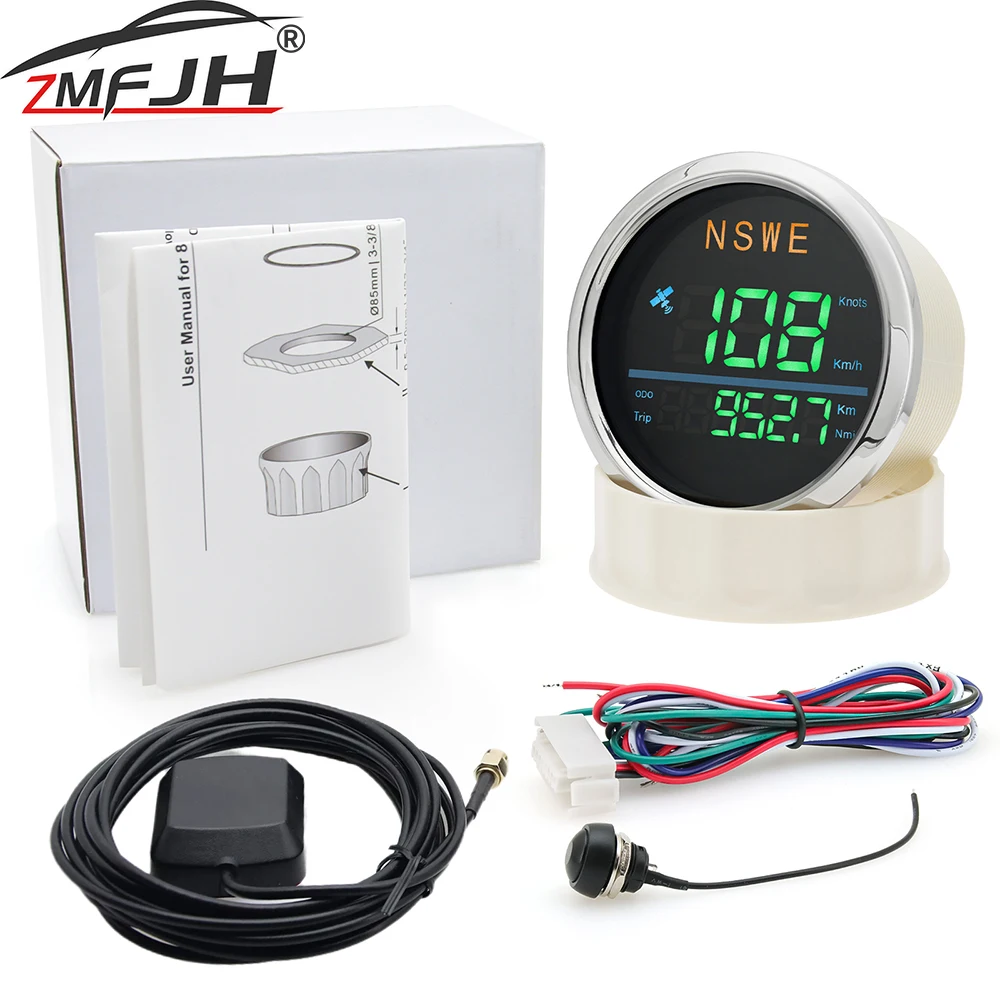 

85 мм GPS-спидометр KMH с узлами, одометр NSWE, измеритель скорости для морской лодки, ЖК-дисплей, датчик скорости с GPS-антенной, аксессуары для лодок