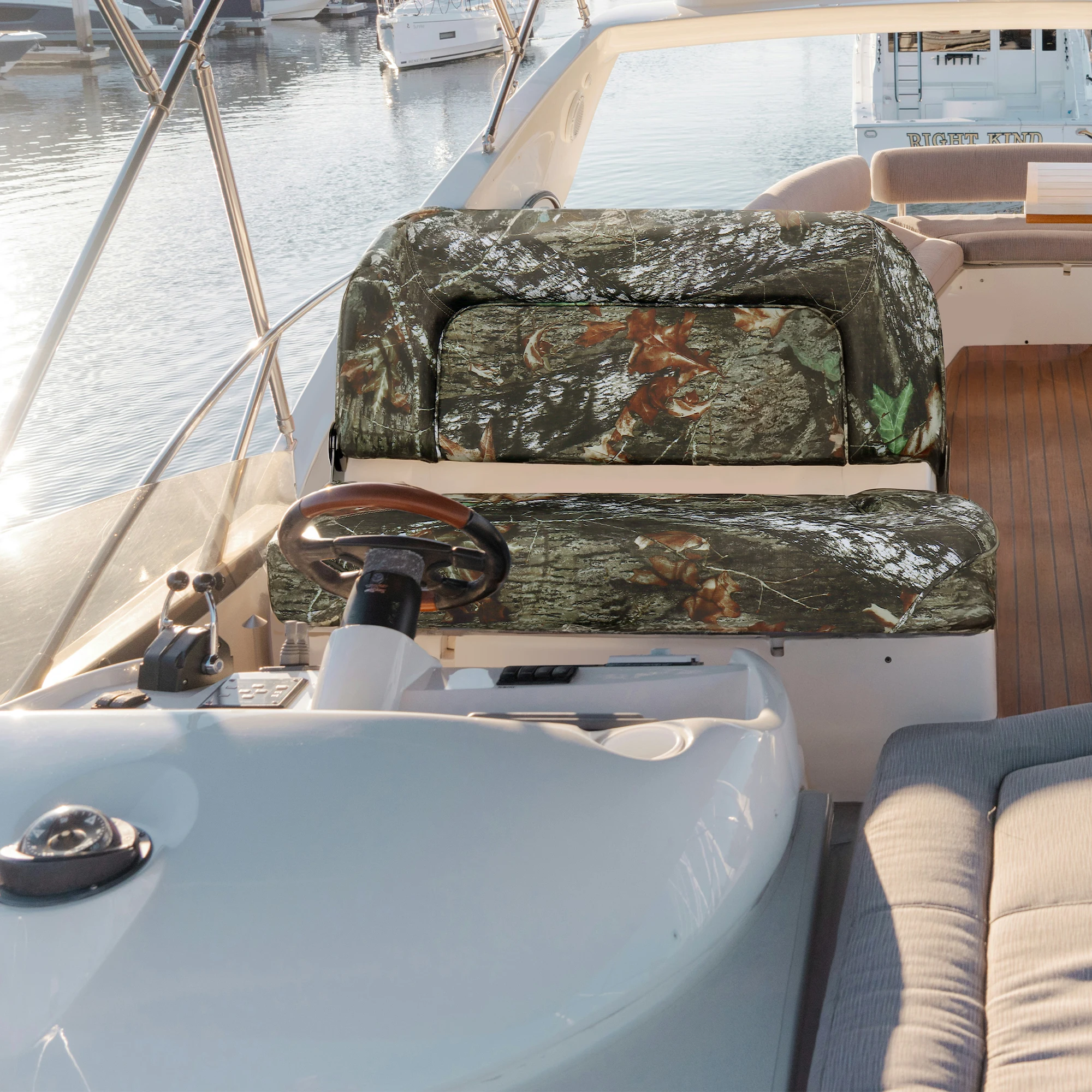 مقعد قارب، مقعد قارب مزدوج قابل للطي منخفض الظهر، مقعد لقارب صيد باس جون (مموه) #2