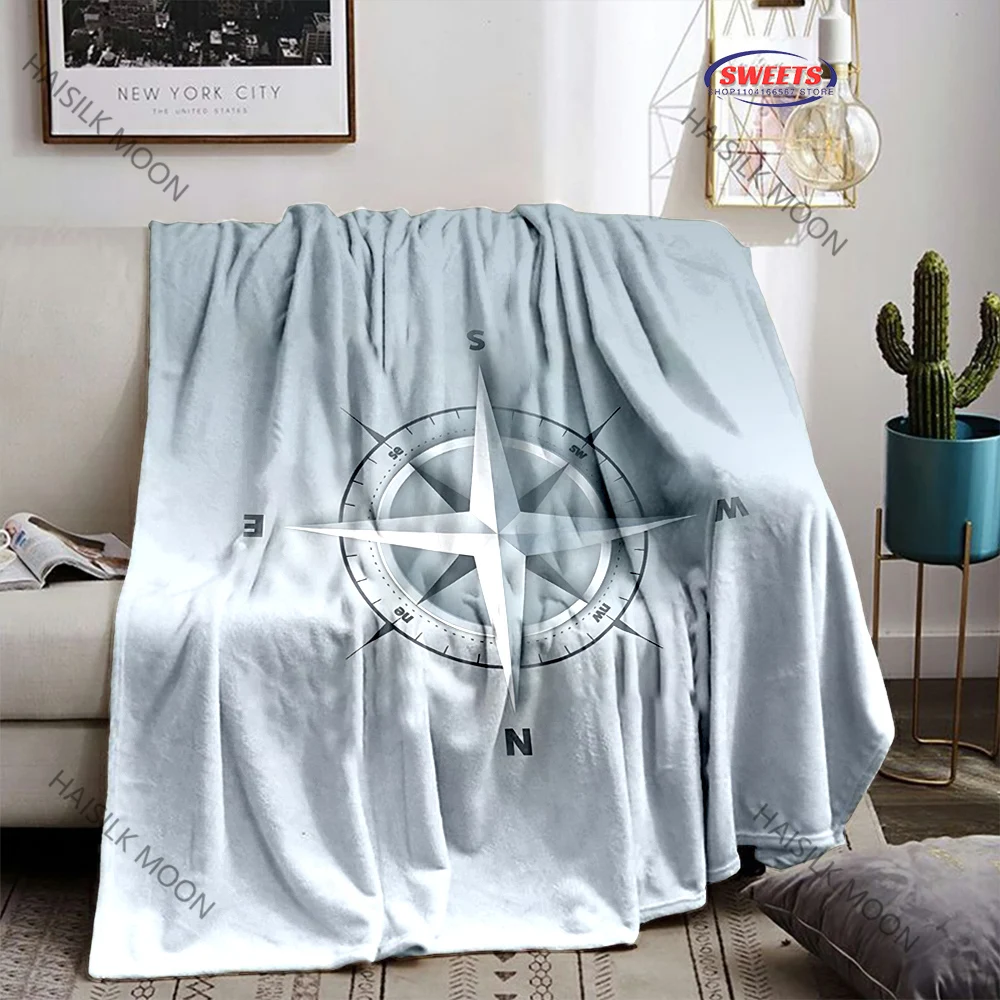 3D Vintage Compass World Map Print Blanket for Couches,Soft Cozy Blanket, Lightweight Fuzzy Warm Throws for Family Friends, Gift