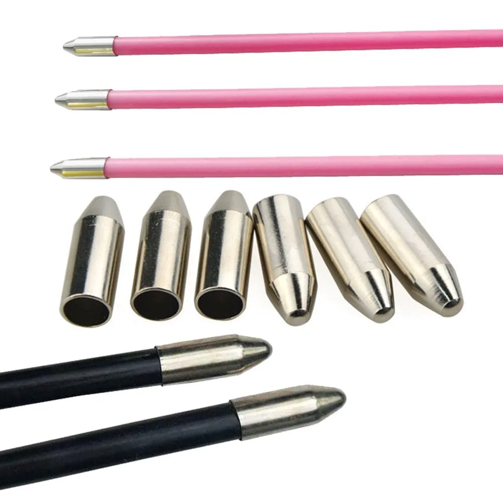 

12/24/50pcs Archery Arrow Point Stainless Steel Blunt Arrowhead ID7mm OD8mm Arrow Tips Bow Shooting Target Training Practice