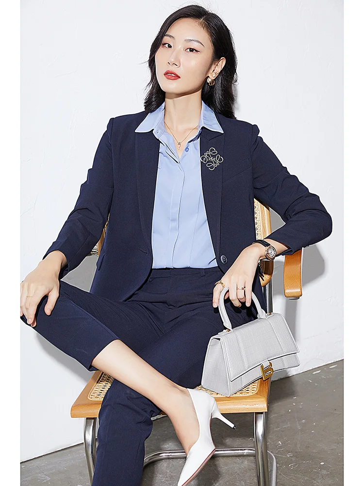 

Annibycn Women's Fashionable Business Suit Set Elegant Workwear Professional Clothing Two-Piece Set Polyester Viscose Spandex