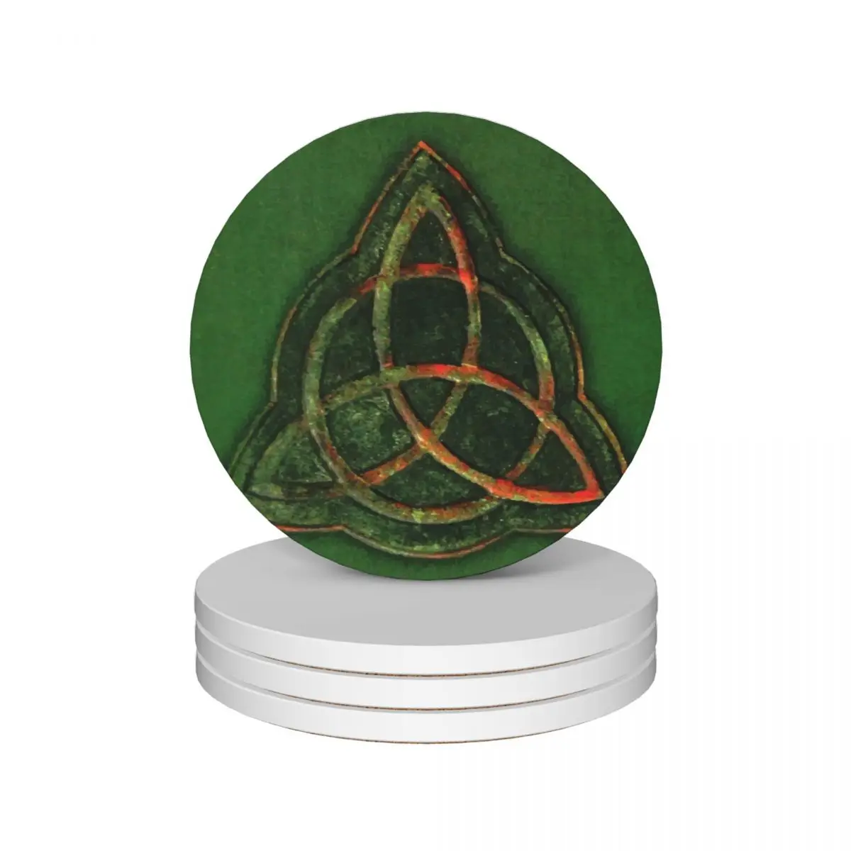 Posavasos de cerámica con diseño de Triquetra Charmed Book of Shadows, Juego de 4 posavasos de pizarra navideña