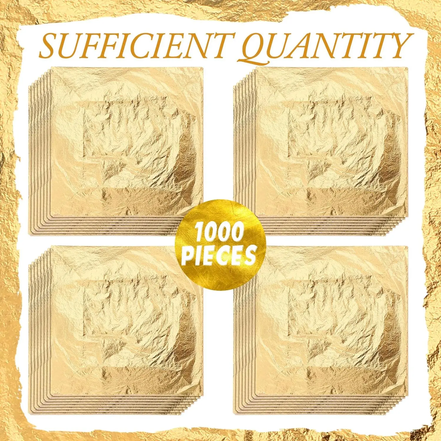 

100pcs Gold Leaf Sheets for Art for Cake Decoration Skin Serum Craft Paper Gilding 24K Real Gold Leaf Sheets 9.33x9.33cm