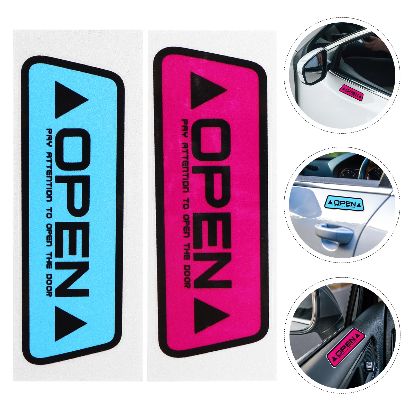 

4 Sheets Car Door Open Reflective Warning Sticker Anti-Collision Safety Decals Car Door Guards Ding Protector Windshield Decal