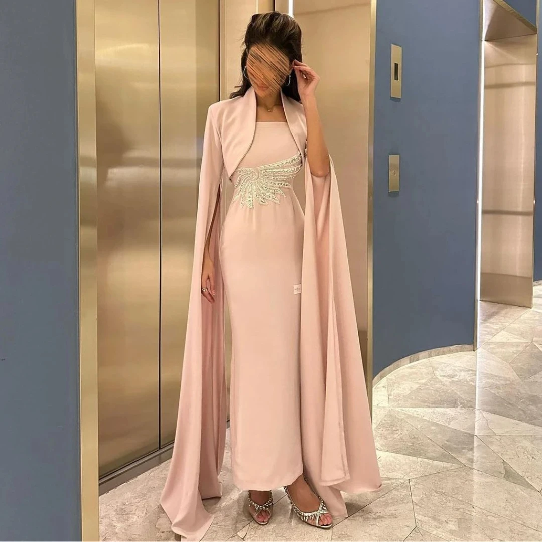 Jirocum Arabia Saudita eleganti abiti da ballo a sirena da donna senza spalline con perline abito da sera per feste abito da cerimonia formale alla caviglia