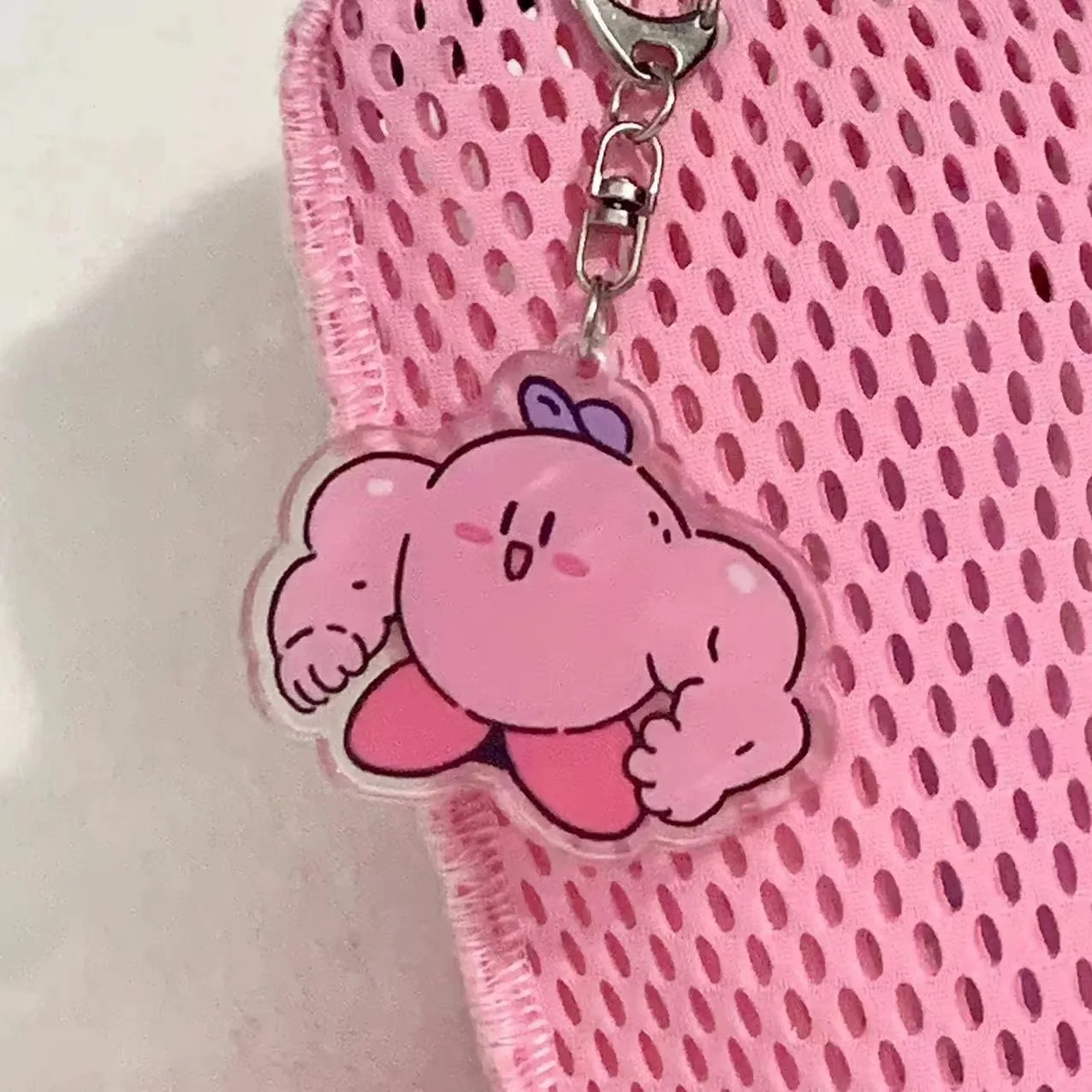 Cute Stars Kirby Muscle Hercules Star of Cappy Keychain Cute Bestie Couple Models Schoolbag Charm Acrylic Creative Accessories