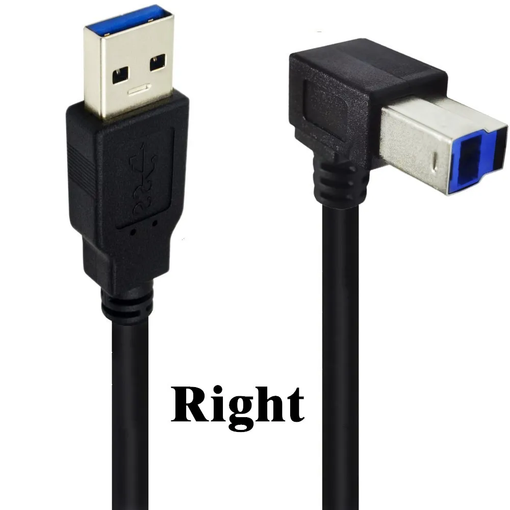 USB 3.0 USB męski na USB-B 3.0 90 stopni w górę dół lewego prawego Angeld typ B wymiana danych dysk twardy kaseta kabel do drukarki 0.5m