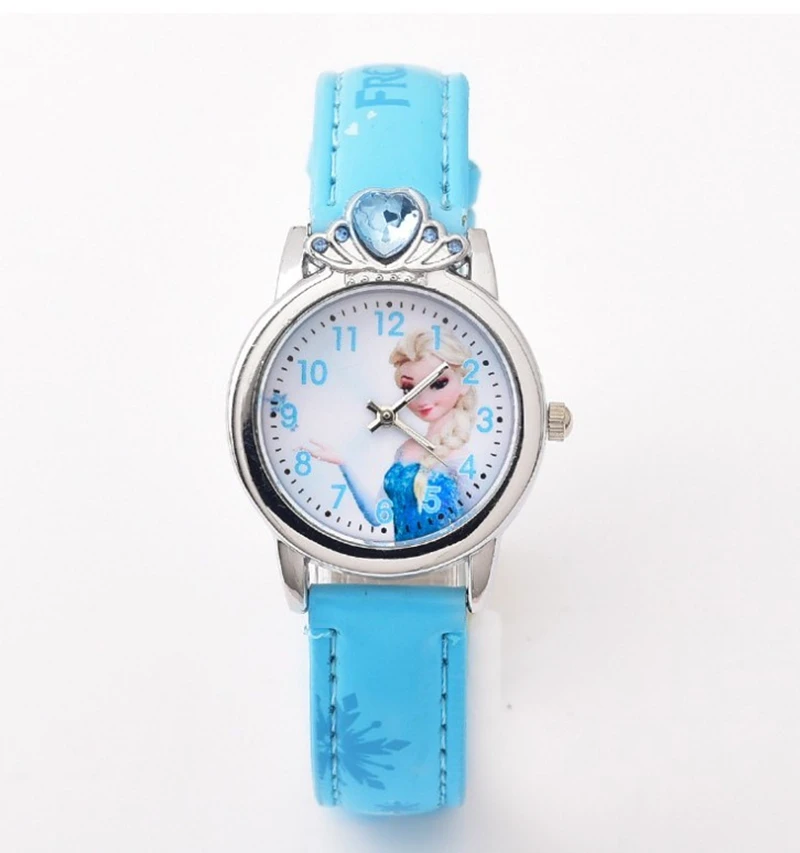 New Princess Elsa Child Watches Figure Toys Cartoon Anna Princess Kids Watch Girls Student Children Clock Children's Day Gift