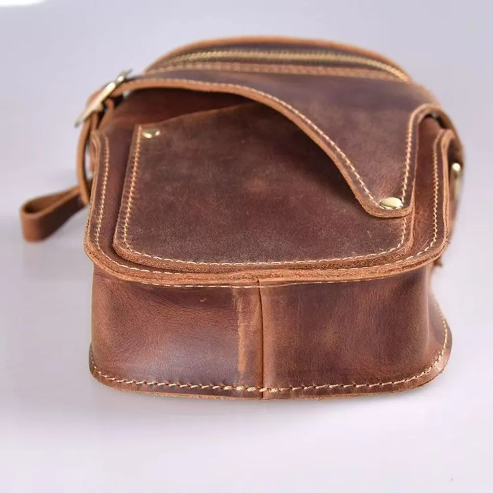 Retro Multifunctional Men's Belt Waist Bag Waterproof Adjustable Leather Waist Pack Phone Pocket Fanny Pouch Outdoor