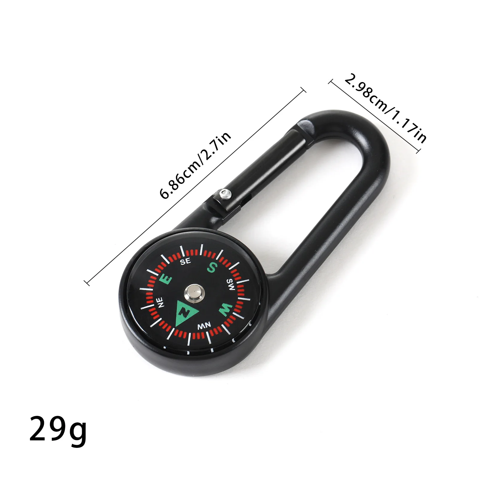 2-in-1 Metal Keychain with Compass, Carabiner, Multifunctional Outdoor Survival Gear for Hiking, Camping, Emergency view 4