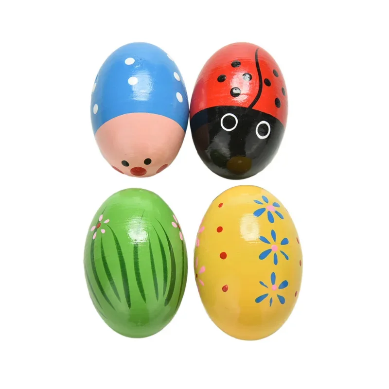 New Well Designed Egg Wooden Baby Toy Music Shaker Instrument Music Teaching AIDS Percussion Colorful Maracas