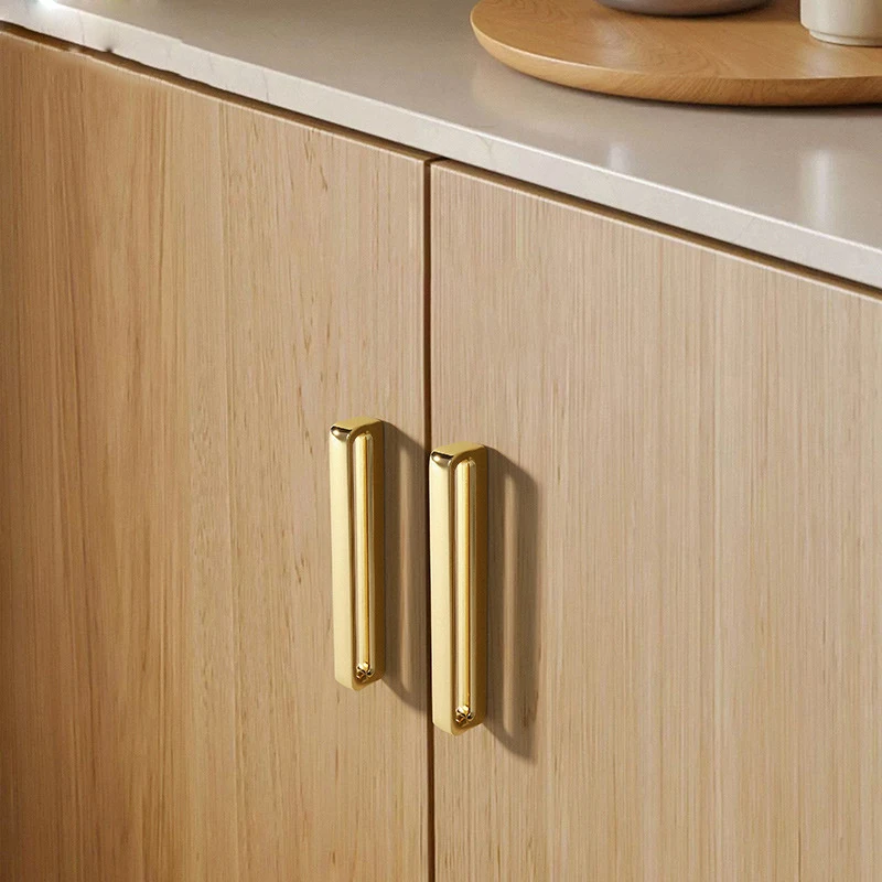 Minimalist Hollow Cabinet Handles Zinc Alloy Wardrobe Door Handles Gold Rectangle Drawer Knobs Silver Kitchen Furniture Handles