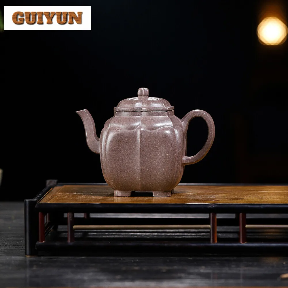 260ml Authentic Chinese Yixing Purple Clay Teapots Famous Artists Handmade Palace Lantern Tea Pot Raw Ore Kettle Zisha Tea Set