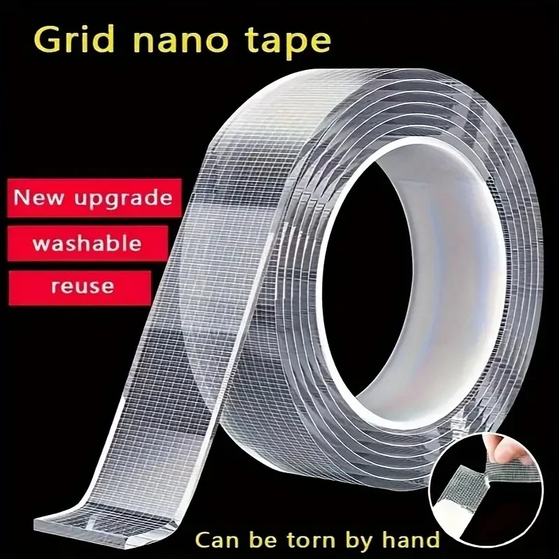 Nano Double Sided Adhesive Tape, 1mm Thick Upgraded Version with Grid, Multipurpose Waterproof No-Trace Tape - Other Material