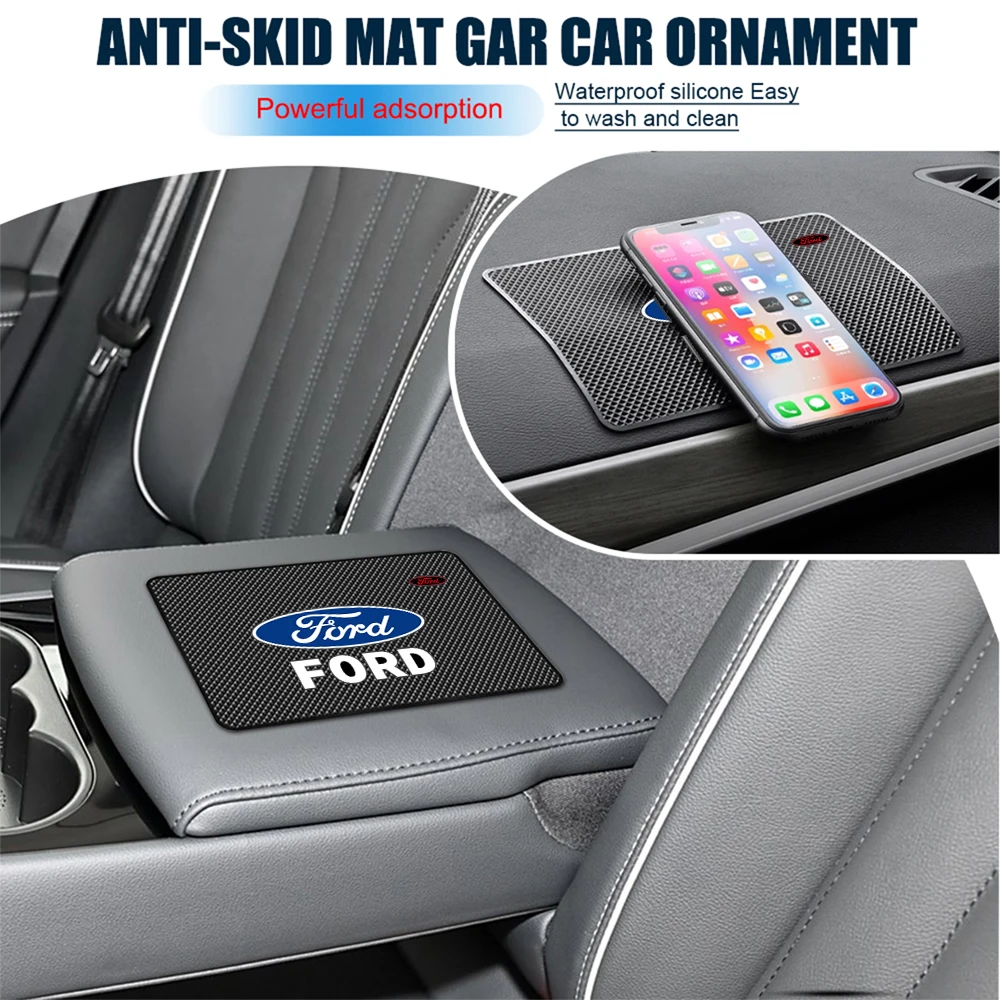 Car Silicone Dashboard Center Console Anti-slip Mat Phone Glasses Holder Pad Accessories For Ford Focus Mk2 MK3 MK7 MK4 Explorer view 4