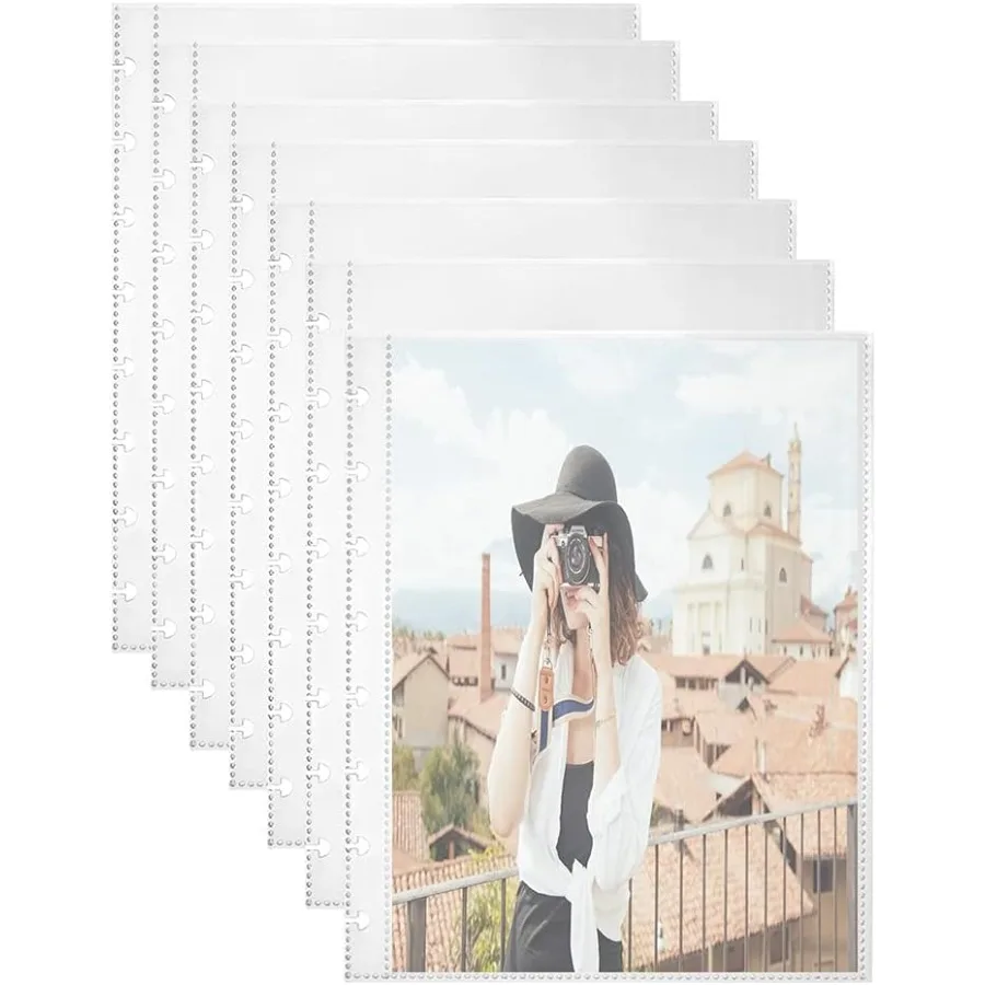 

25 упаковок сменных листов, 50 фоторумок, 6x8, 8 карманов для папок на кольцах, каждая страница, вмещает две фотографии, архивные фотопротекторы