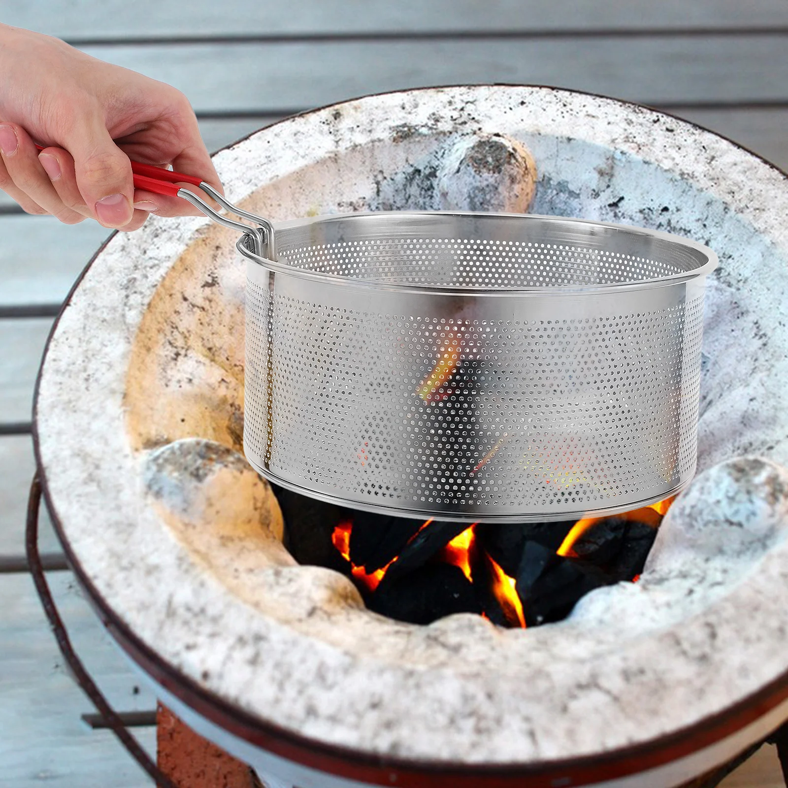 ถ่านแสงตะกร้าย่างบาร์บีคิวกลางแจ้ง Camping เตา Burning เครื่องมือ Home Burner สแตนเลสแบบพกพา Fire Making