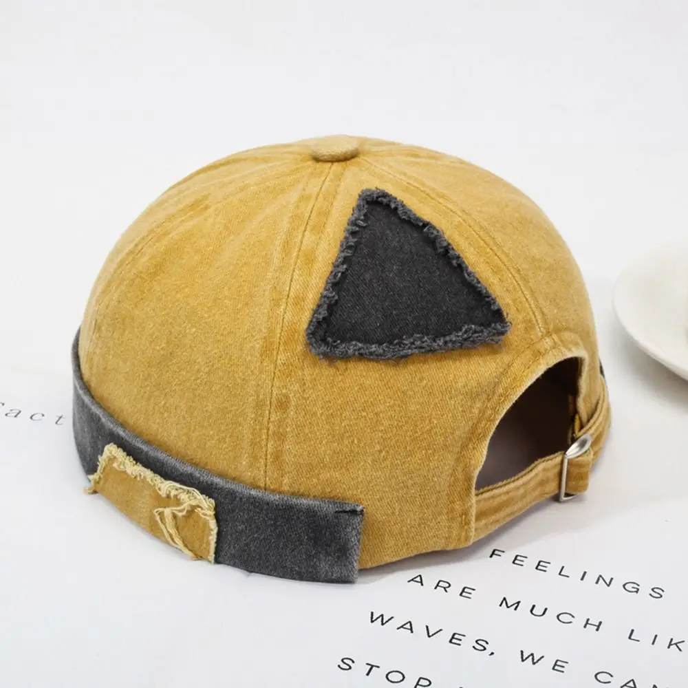 

New Retro Brimless Hat Vintage Adjustable Melon Docker Cap Rolled Cuff Hip Hop Skullcap Unisex
