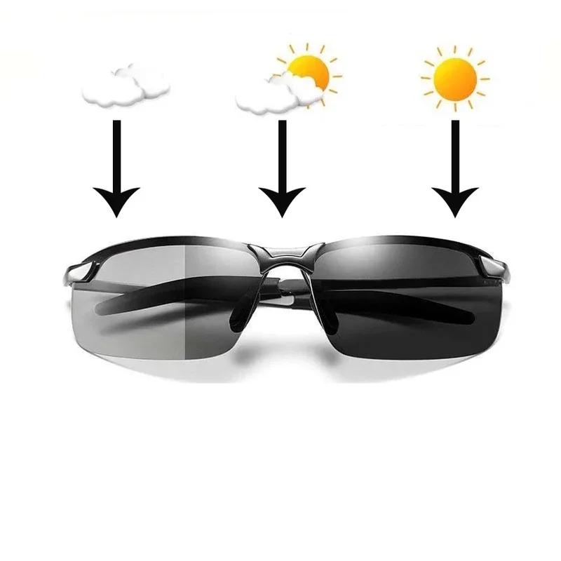 Photochromic Sunglasses Men Polarized Driving Chameleon Glasses Male Change Color Sun Glasses Day Night Vision Driver's Eyewear
