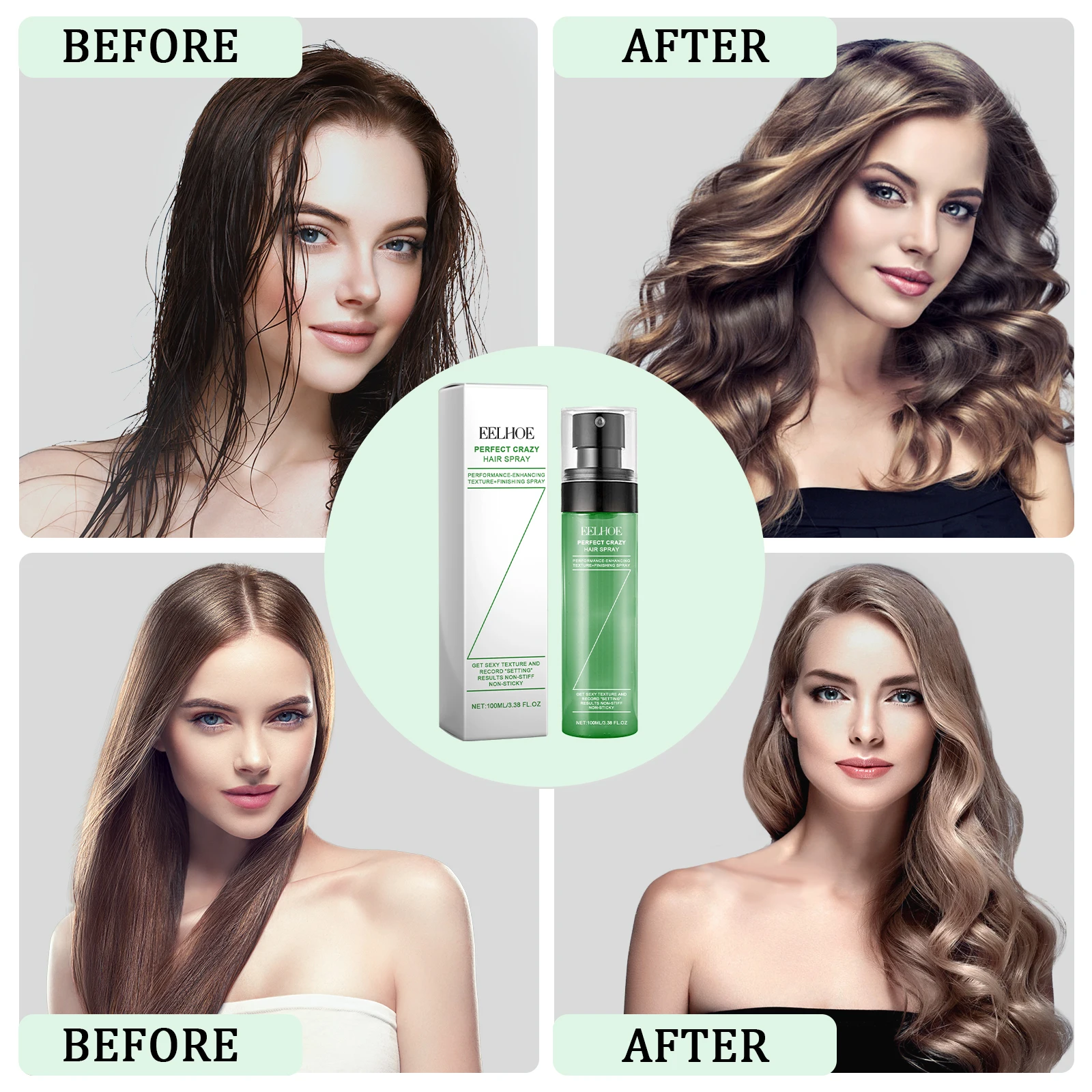 EELLHOE Volume Texture Sea Salt Spray Natural Hold & Styling Dry Hair Mist Nourish Fragrant Long-Lasting Hair Gel for Men Women