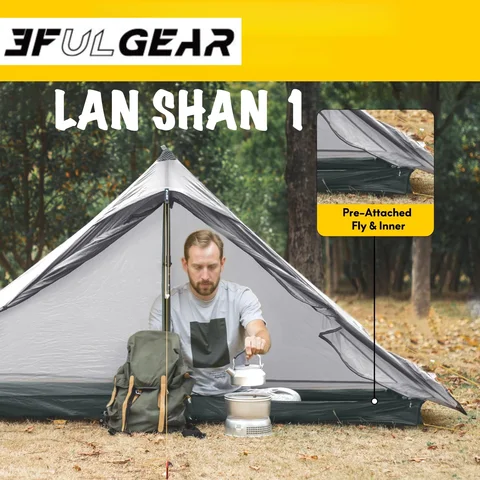 3F UL GEAR 2026 LanShan 1,Outdoor Ultralight Camping Tent 1 Person Professional 15D Silnylon Waterproof ZIP Rodless Tent