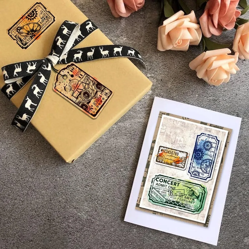 Retro Steampunk Label Clear Stamps for DIY Scrapbooking Vintage Label Tags Silicone Clear Stamp Seal Transparent Stamps for Card
